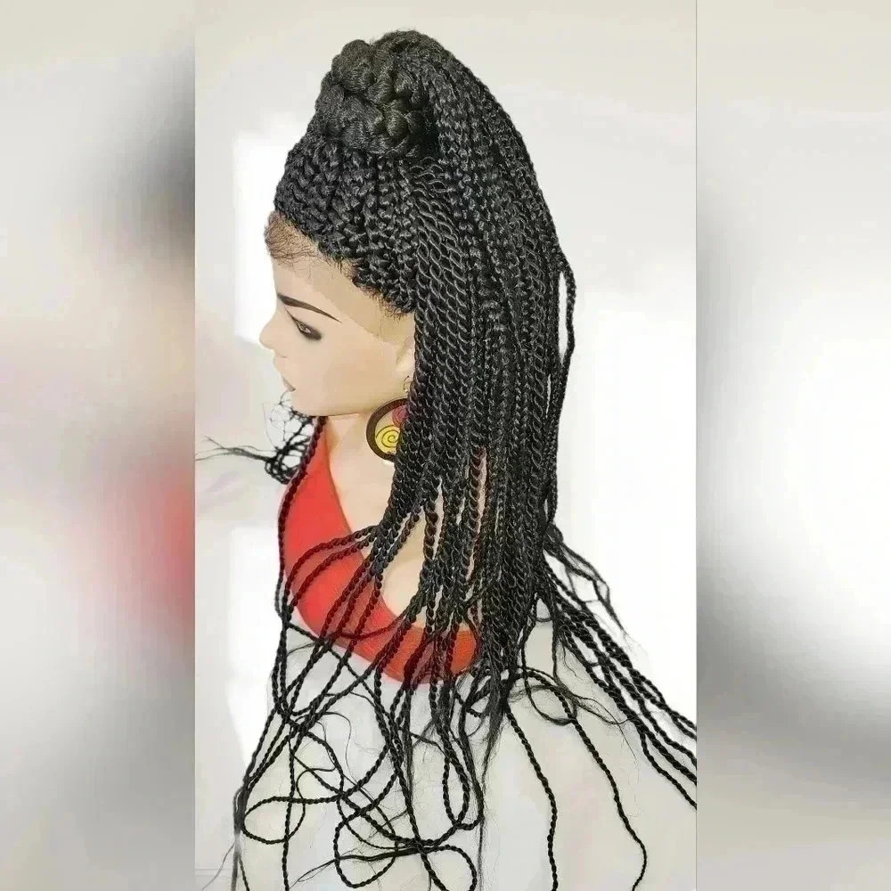 Braided lace wigs, 100% handmade NWOT, long braids, updo half ponytail # 1 - Picture 3 of 11